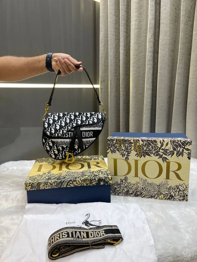 Dior Saddle Bag Oblique Embroidered