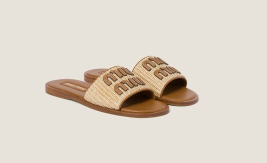 Miu Miu Rafia-Effect Slides