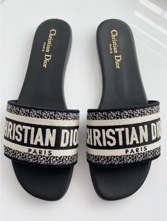 Dior Canvas Dway Flat Slides