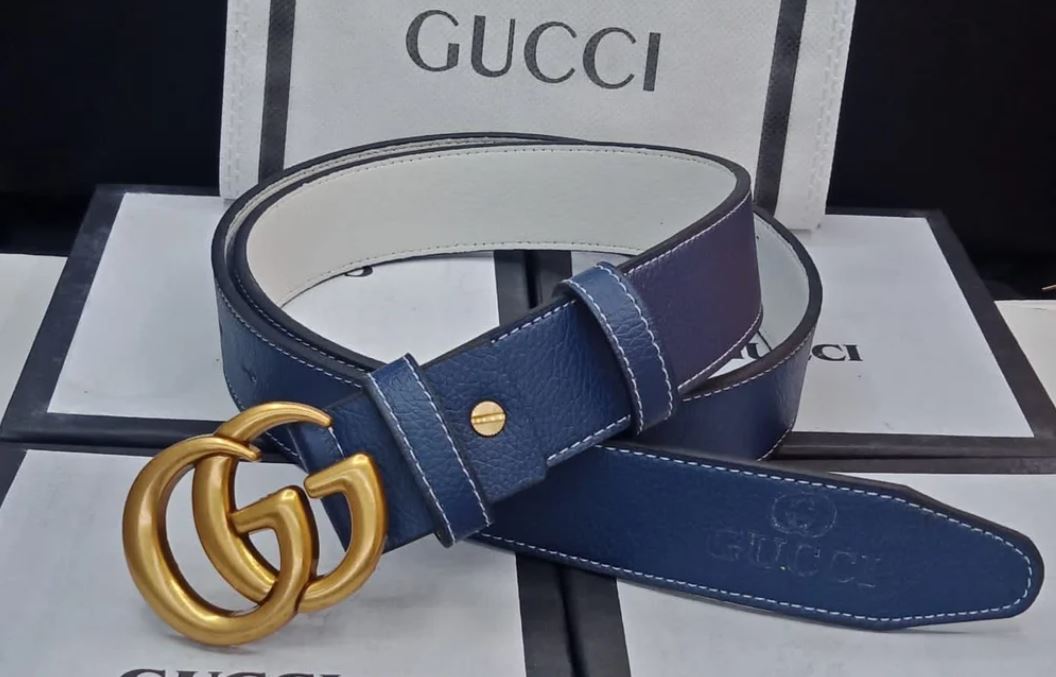 Gucci Black Leather GG Marmont Buckle Belt