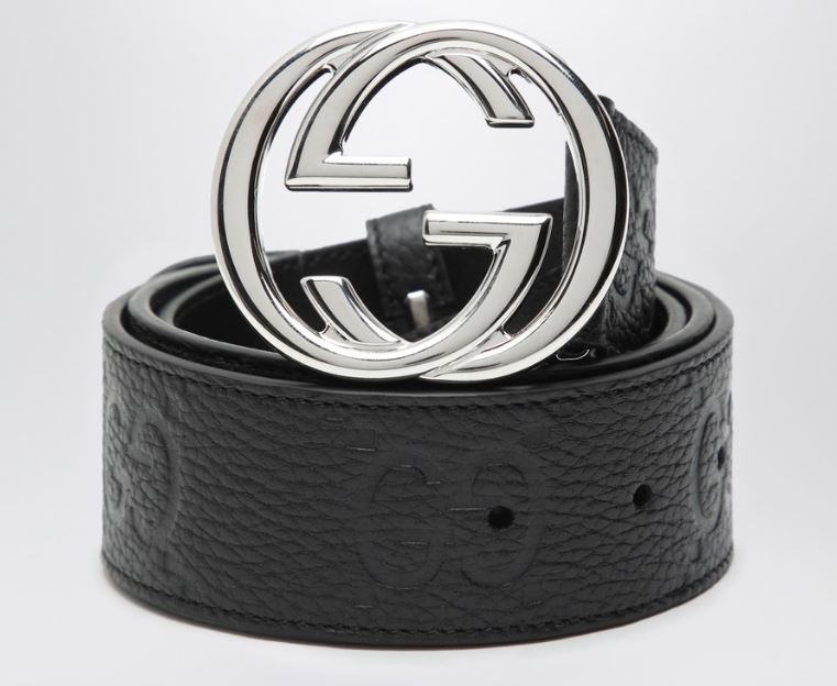 Gucci Men's Belt With Silver Buckle